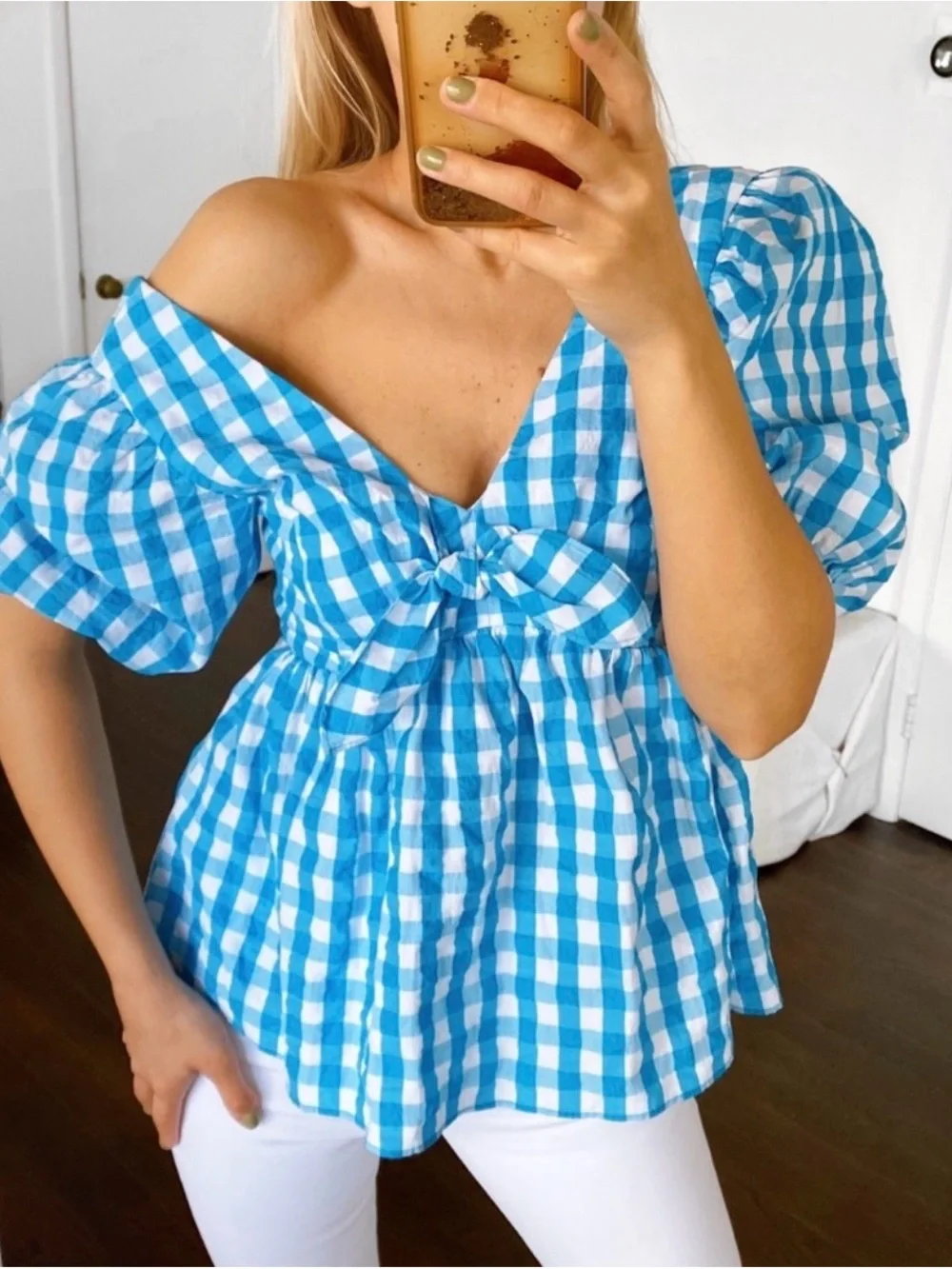 Lilly Pulitzer Sarafina turquoise oasis Gingham short sleeve top Woman 10 🐬💙